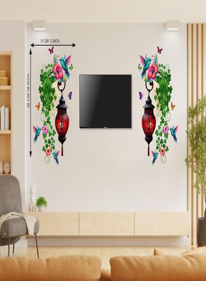 DivineDesigns ملصقات جانبية للتلفزيون من تصميم DivineDesigns على شكل أغصان فانوس أحمر - Image 3